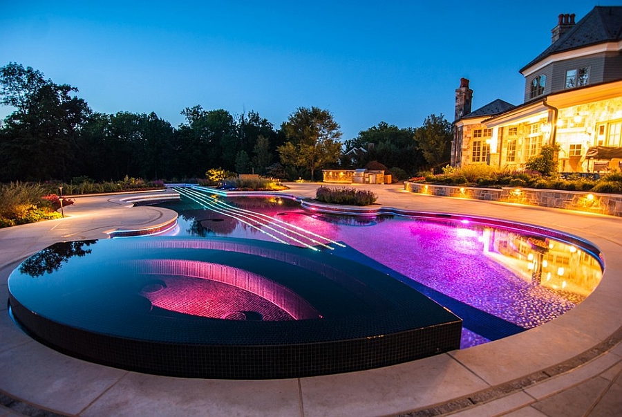 Stradivarius violin pool at night