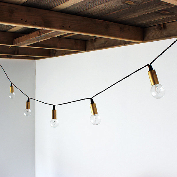 String lights in brass