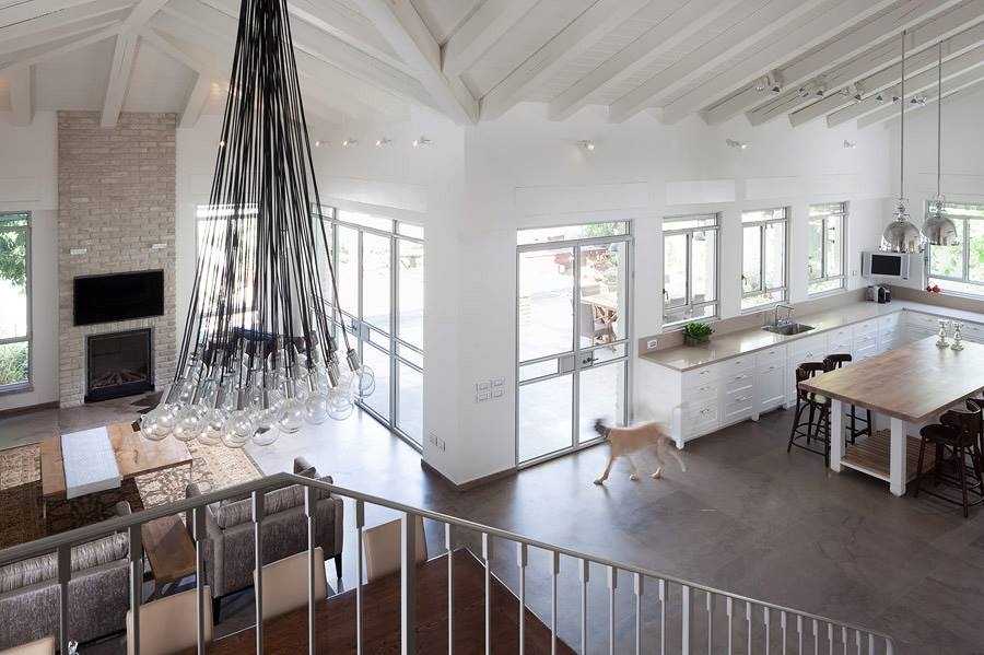 Stylish chandelier in the living room