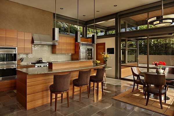 Stylish kitchen draped in wood