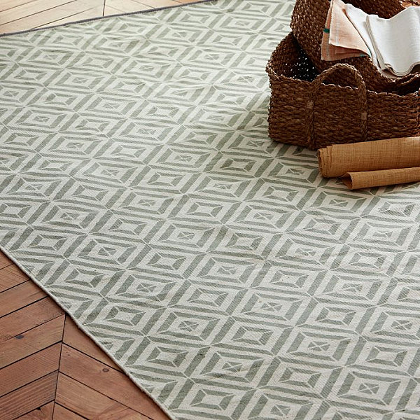 Tile-pattern dhurrie rug