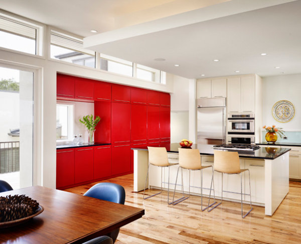 Tomato red cabinets