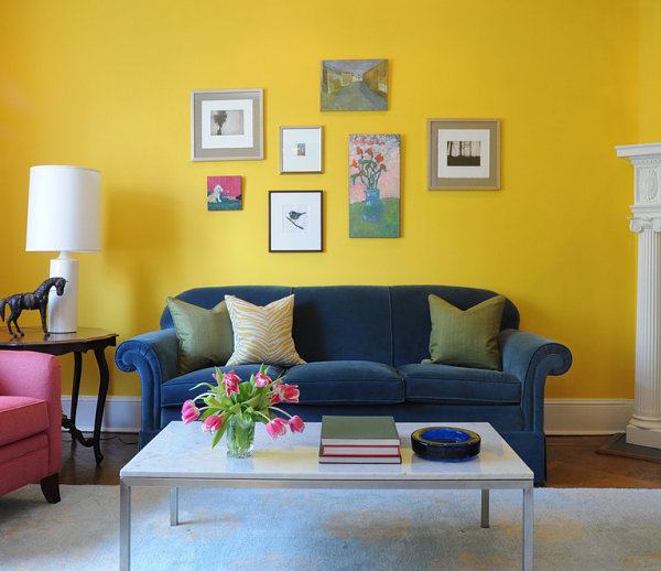 Vibrant yellow living room