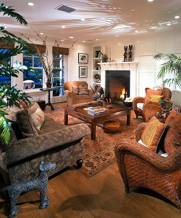 Vivacious Tropical Living Room With An Apparent African Design Style 