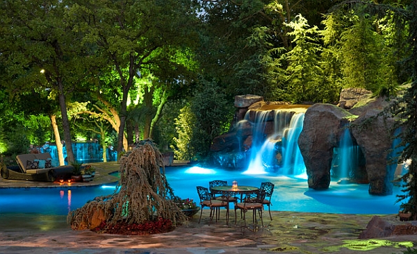Waterfalls and grotto design comes with 32 custom-created lights shows!
