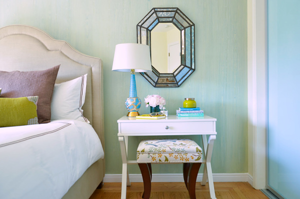 White bedside table