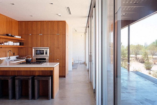 Wooden clad modern kitchen