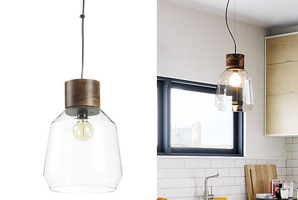 Wooden geometric pendant light