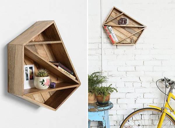 Wooden geometric shelf