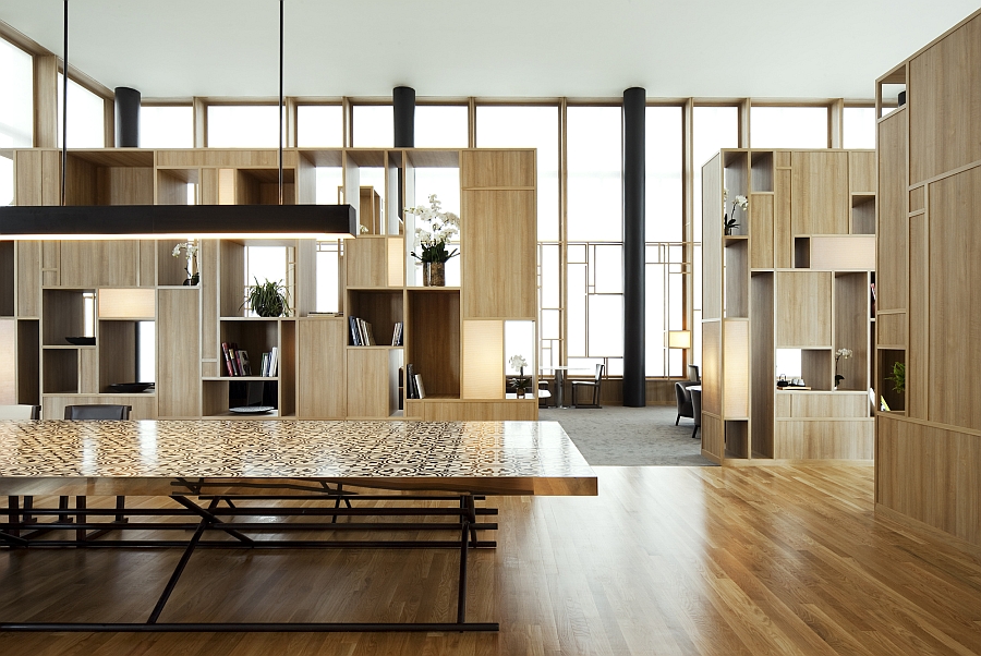 Wooden interior of the PARKROYAL Hotel in Singapore