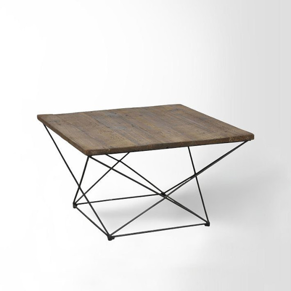 Wooden table with a geometric base