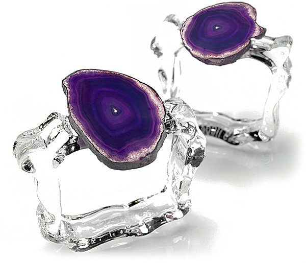 Agate and glass napkin rings