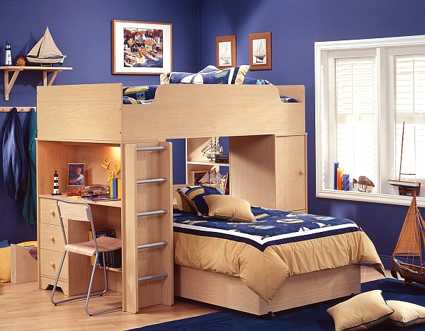 Bunk bed with desk deals small room