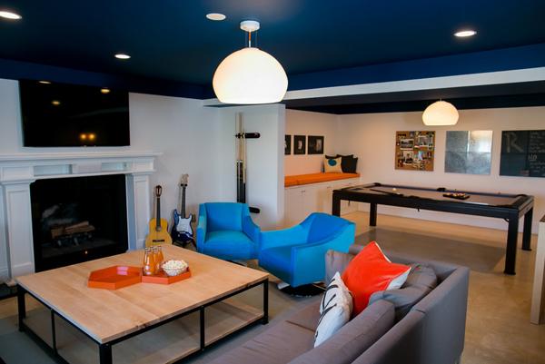 Blue Modern Family Room