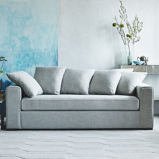 Boxy sofa with loose-back cushions