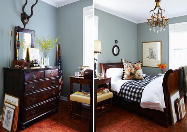 Brass and crystal bedroom chandelier