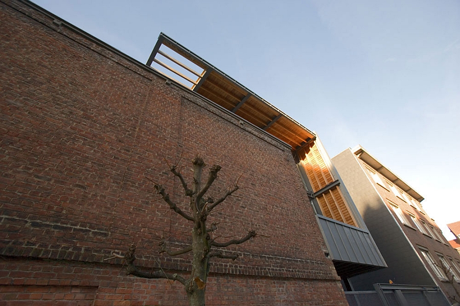 Brick facade of the industrial house