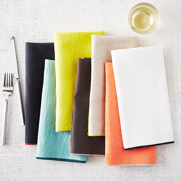 Bright napkins with colorful stitching