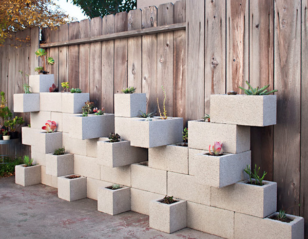 Cinderblock wall planter