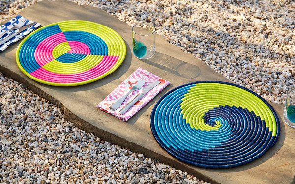 Colorful raffia placemats