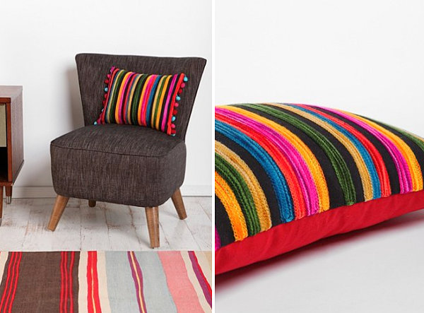 Colorful striped pillow