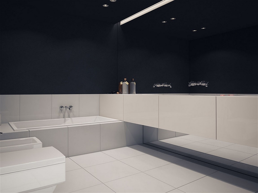 Contemporary bathroom in minimal dark and light shades