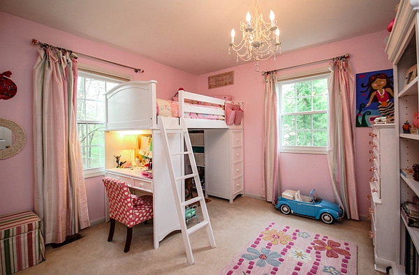 girls room with loft bed