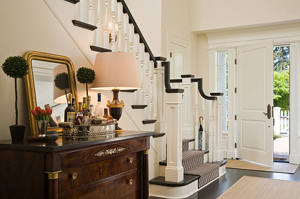 Elegant entryway chest and bar cart