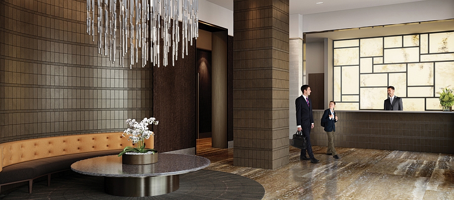 Exquisite lobby of the One Riverside Park