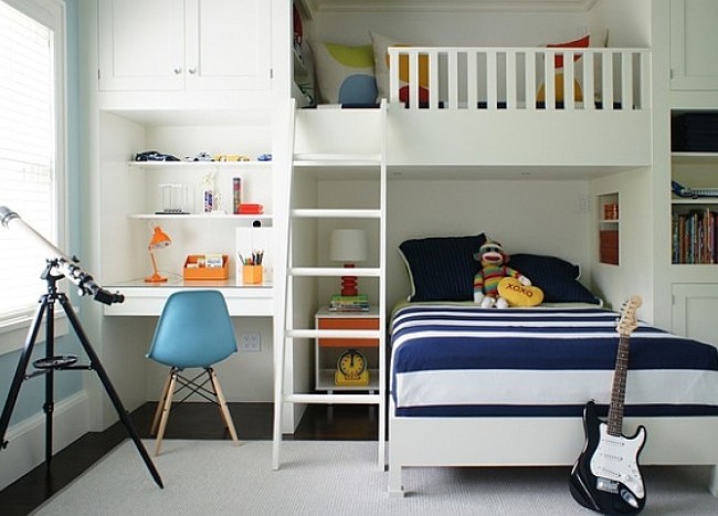 modern minimalist modern bunk bed with desk