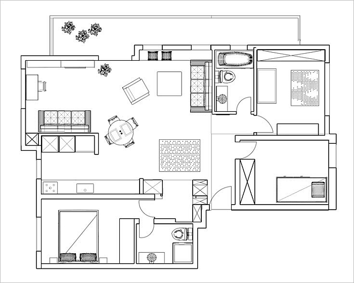 Floor plan of the modern apartment