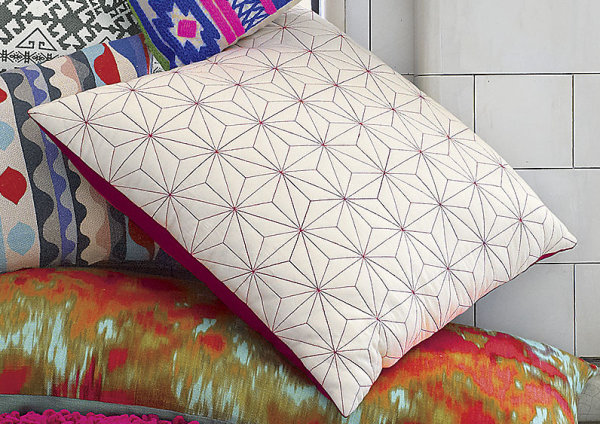 Geometric embroidery pillow