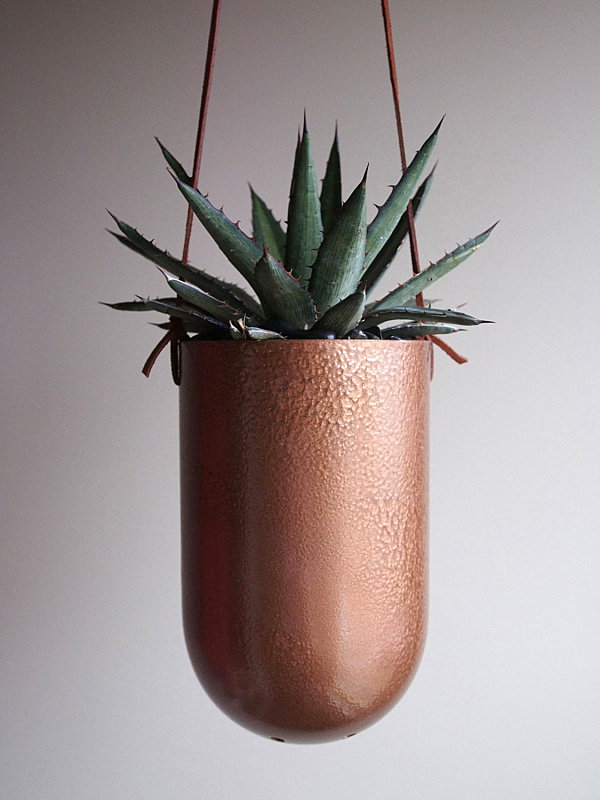 Hanging copper succulent planter