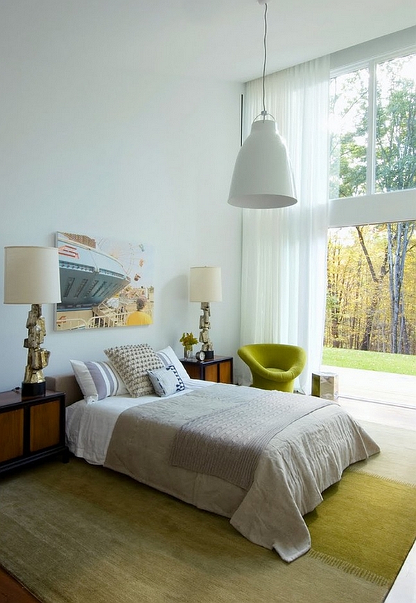 Large white pendant in the bedroom