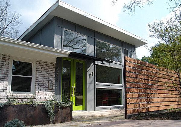 Lime green painted glass door