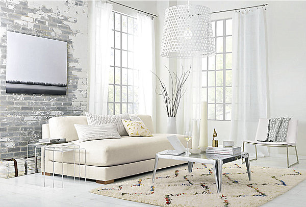 Long white sofa