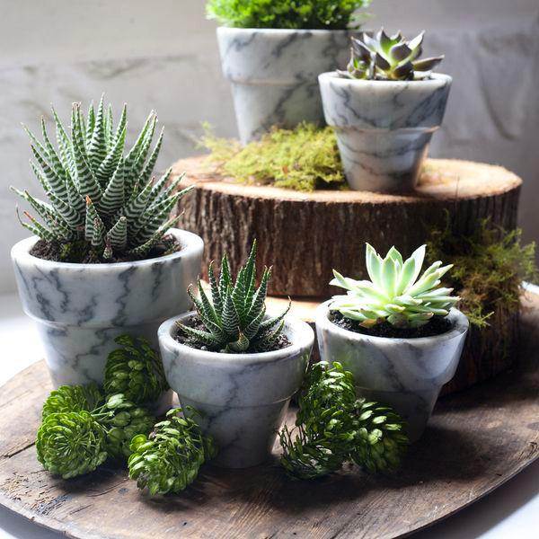 Marble planter pots