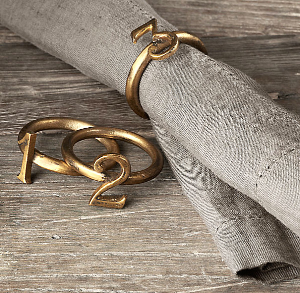 Metallic number napkin rings