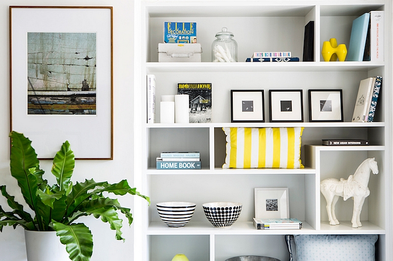 Modern book shelf display in the living room