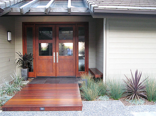 Native plants near a front entrance