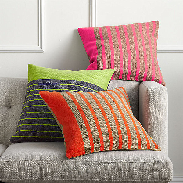 Neon striped pillows from CB2