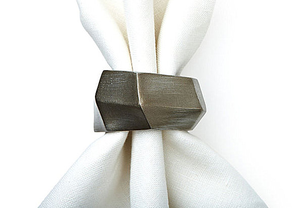 Nickel geo napkin rings