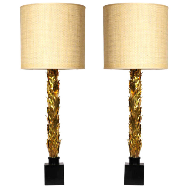 Pair of 1970s brass lamps