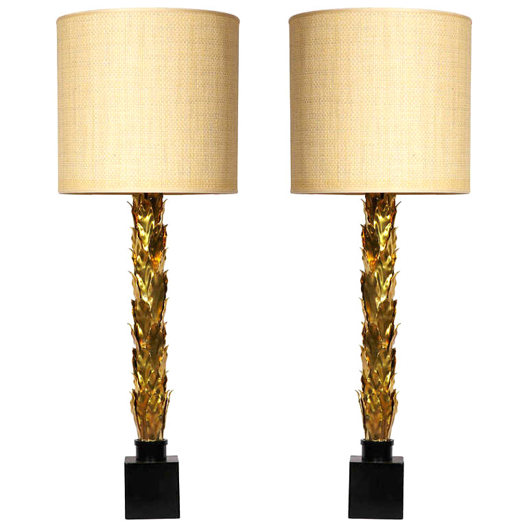 Pair of 1970s brass lamps