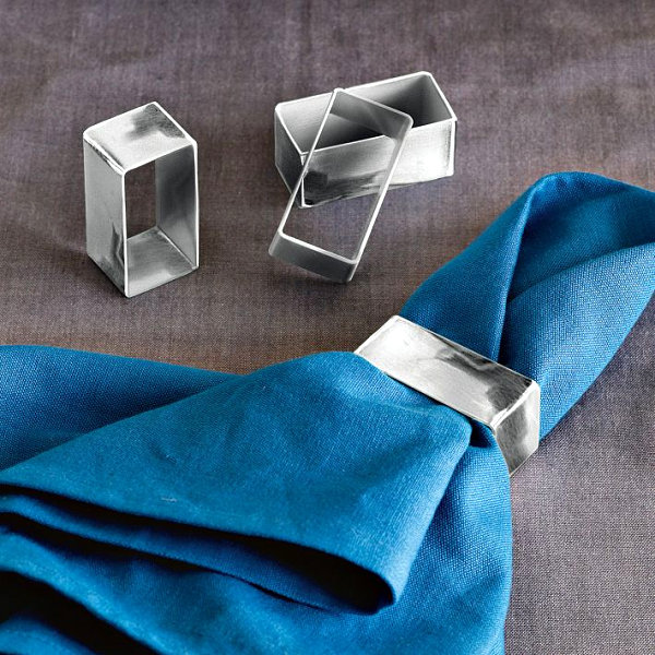 Rectangular metal napkin rings