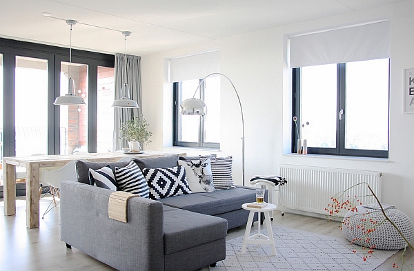 Scandinavian living room in white