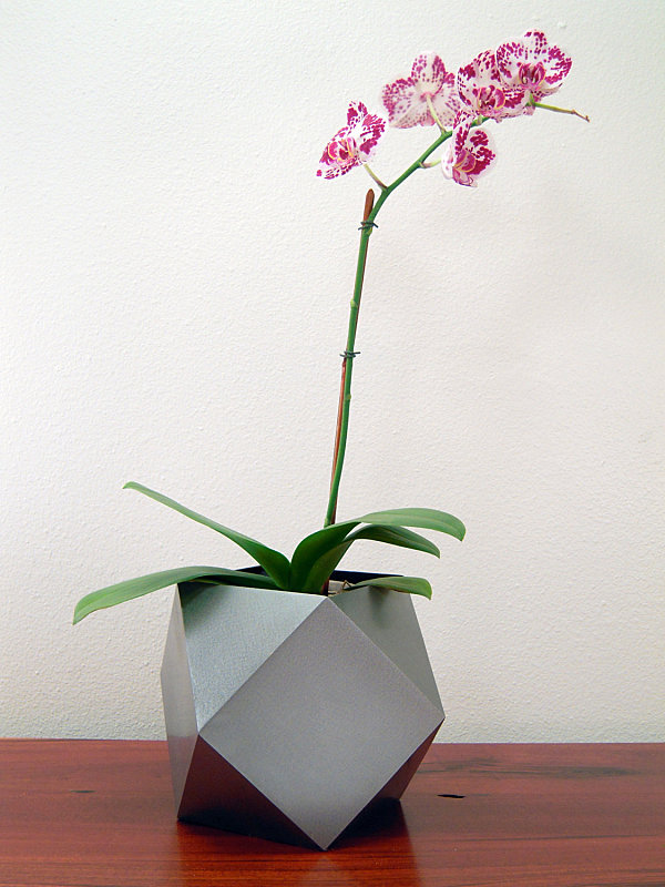 Silver polyhedron planter