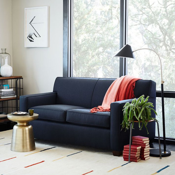 Streamlined navy sofa