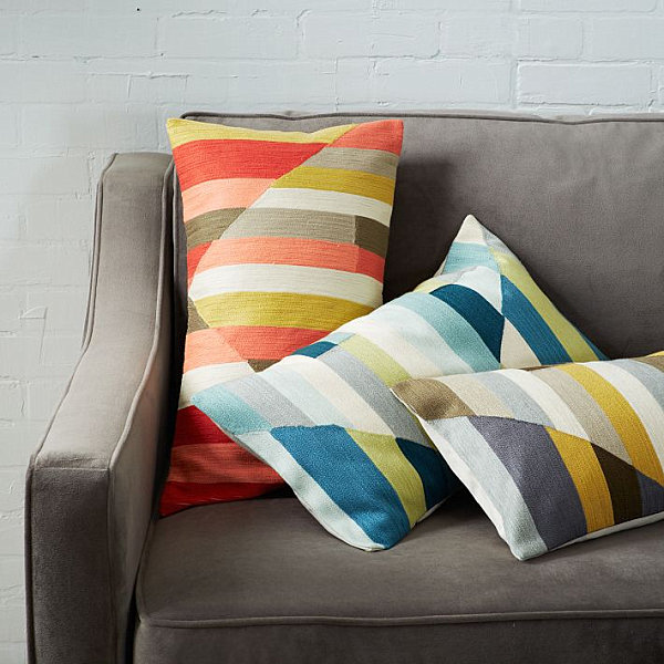 Striped geometric pillows