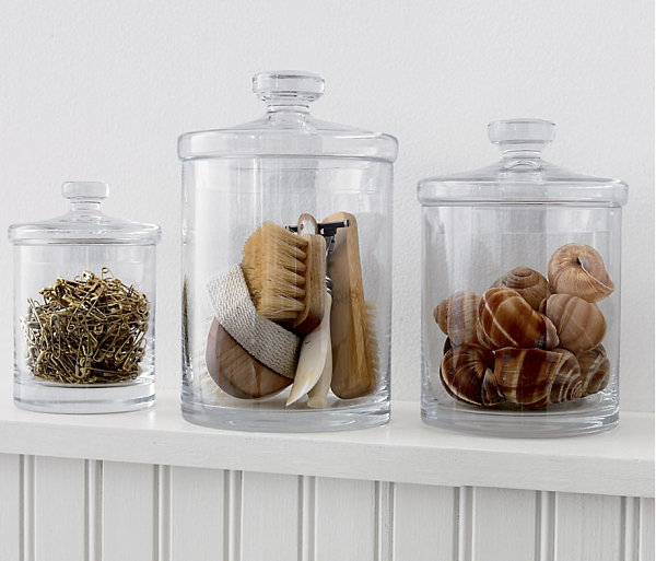 Trio of glass canisters